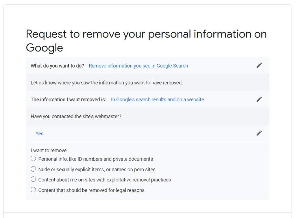 content removal from Google