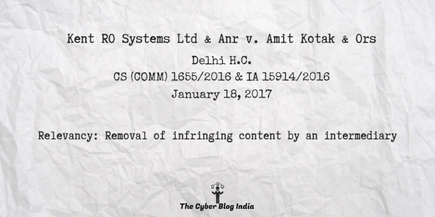 Kent RO Systems Ltd & Anr v. Amit Kotak & Ors