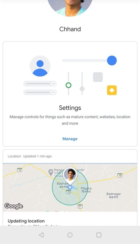 Google Family Link for parents - Home screen
