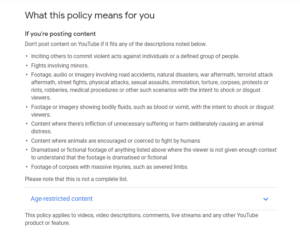 YouTube's Violent or Graphic Content Policy