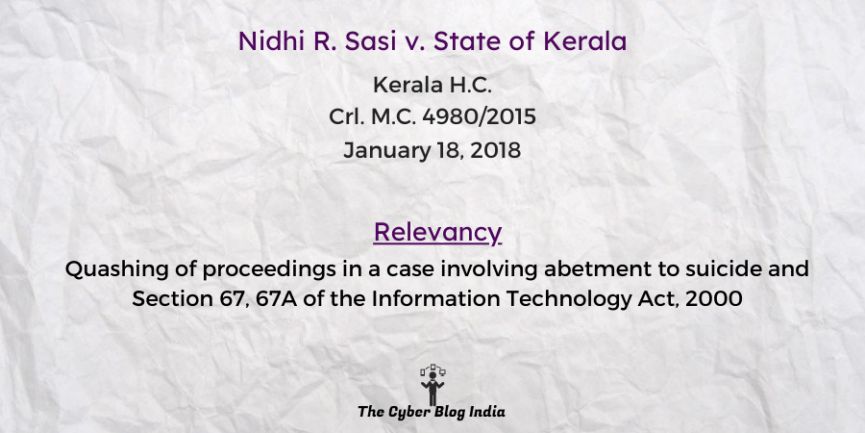Nidhi R. Sasi v. State of Kerala