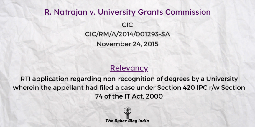 R. Natrajan v. University Grants Commission