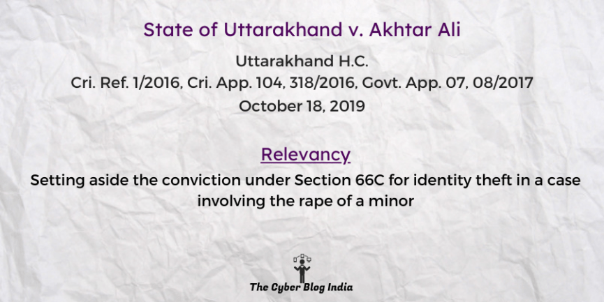 Setting aside the conviction under Section 66C for identity theft in a case involving the rape of a minor