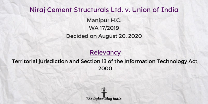 Territorial jurisdiction and Section 13 of the Information Technology Act, 2000