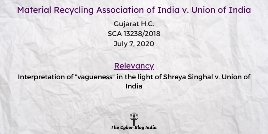 Interpretation of "vagueness" in the light of Shreya Singhal v. Union of India