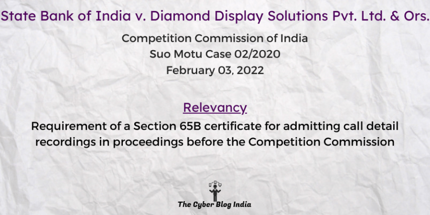 Requirement of a Section 65B certificate for admitting call detail recordings in proceedings before the Competition Commission