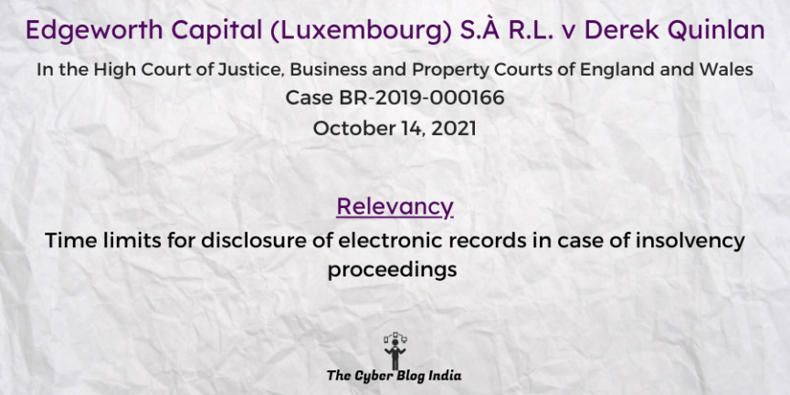 Time limits for disclosure of electronic records in case of insolvency proceedings