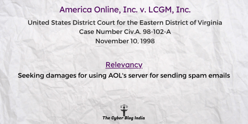Seeking damages for using AOL's server for sending spam emails