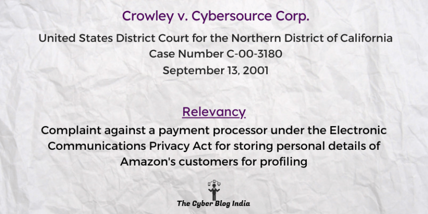 Complaint against a payment processor under the Electronic Communications Privacy Act for storing personal details of Amazon's customers for profiling