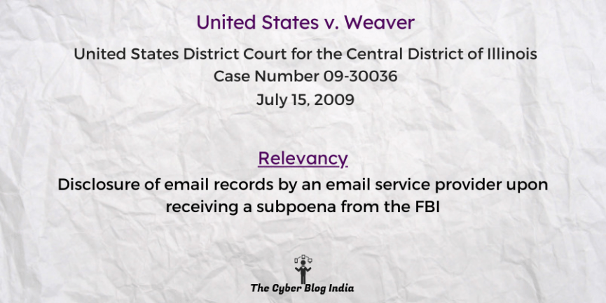 Disclosure of email records by an email service provider upon receiving a subpoena from the FBI