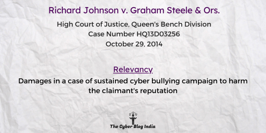 Damages in a case of sustained cyber bullying campaign to harm the claimant's reputation