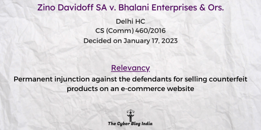 Permanent injunction against the defendants for selling counterfeit products on an e-commerce website