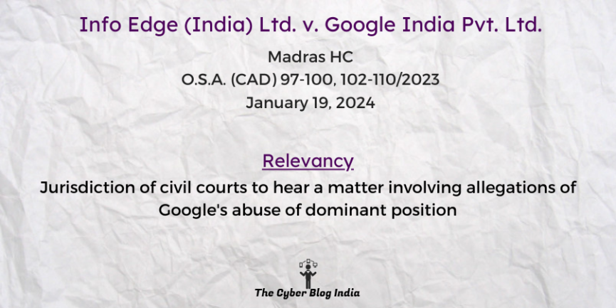 Jurisdiction of civil courts to hear a matter involving allegations of Google's abuse of dominant position