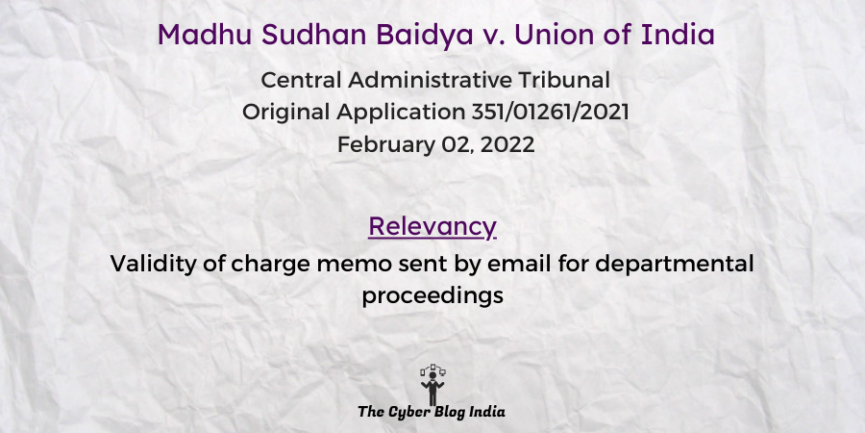 Validity of charge memo sent by email for departmental proceedings