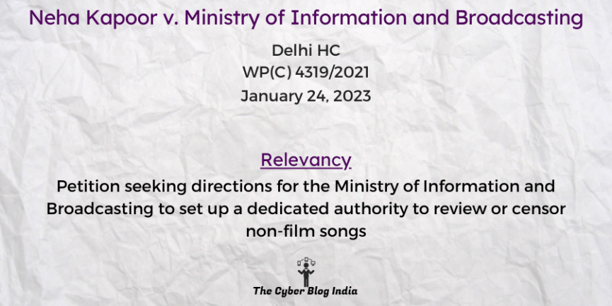 Neha Kapoor v. Ministry of Information and Broadcasting