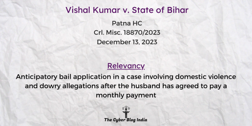 Anticipatory bail application in a case involving domestic violence and dowry allegations after the husband has agreed to pay a monthly payment