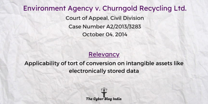 Applicability of tort of conversion on intangible assets like electronically stored data