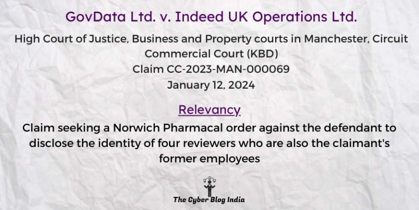 Claim seeking a Norwich Pharmacal order against the defendant to disclose the identity of four reviewers who are also the claimant's former employees